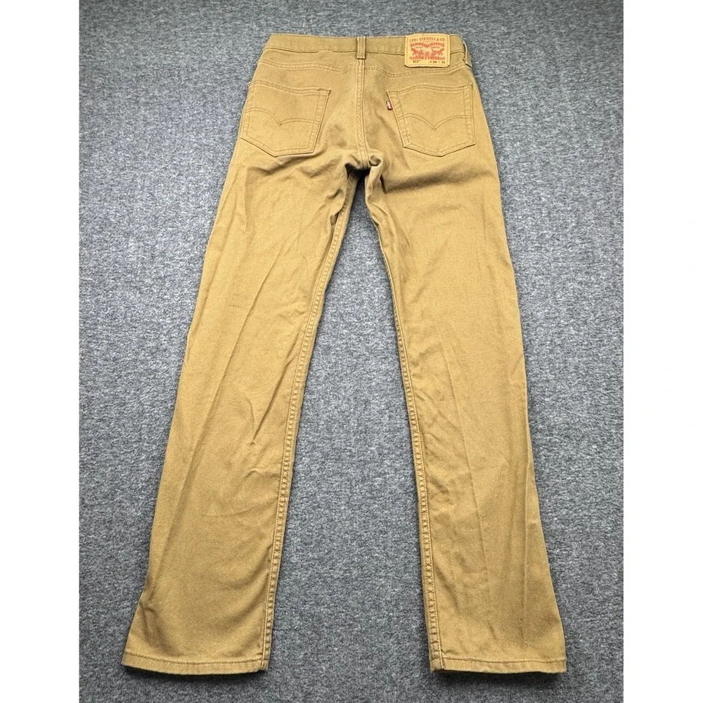 Levis 513 Jeans Mens Sz 29x32 Brown Khaki Straight Leg Slim Fit‎ Stretch
